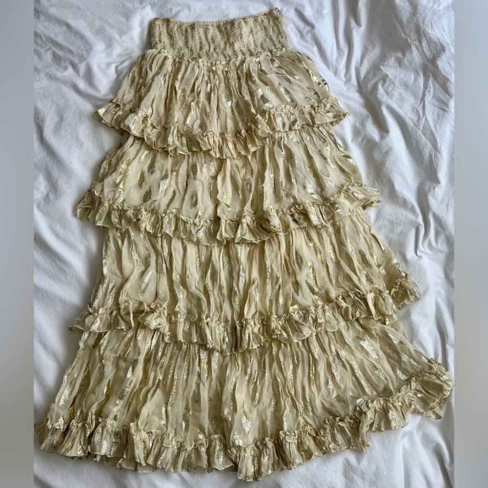 NWOT Jen's Pirate Booty Tiered Lurex Midi/Maxi Skirt